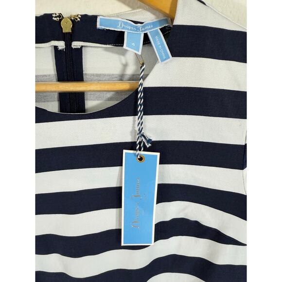 NWT Draper James Nassau Stripe Shift Dress Navy/White Pocket Size 4 DR0270 - Picture 9 of 10